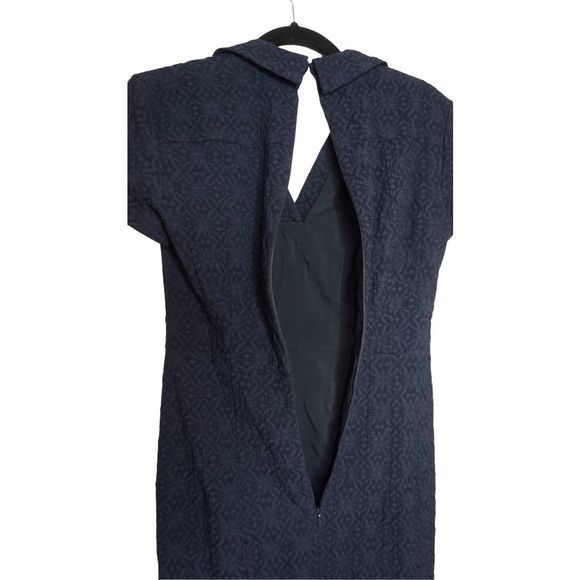 Nanette Lepore Sz 2 Navy Blue Shift Dress w/‎ Pockets Midi Dress - Picture 6 of 7